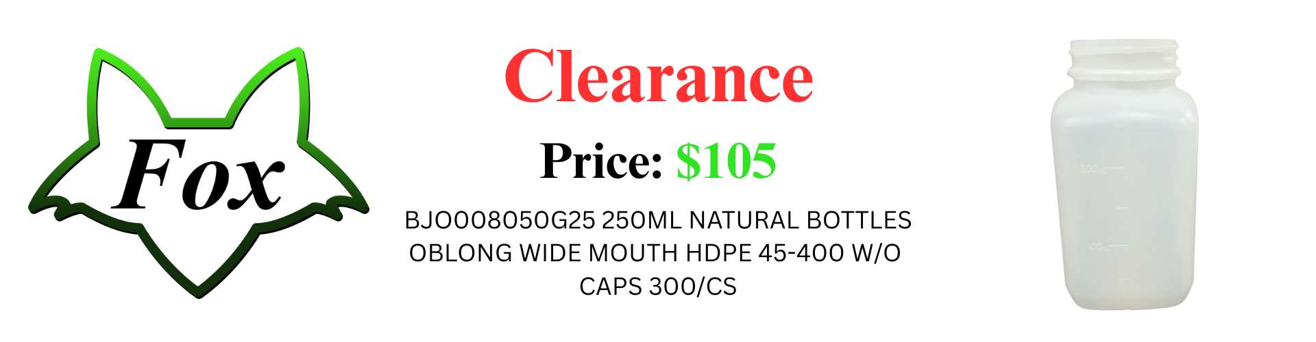 CLEARANCE ITEM BOTTLE